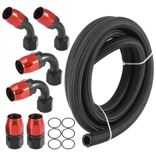 2x Black Red AN12-12AN Straight Swivel Oil/ Fuel/Gas Hose AN Fitting Adaptor 